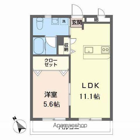 カーサウィル(1LDK/4階)の間取り写真