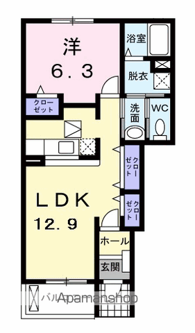 アヴニール ⅩⅡ(1LDK/1階)の間取り写真