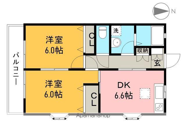 SUN HEIGHTS 南久万(2DK/1階)の間取り写真