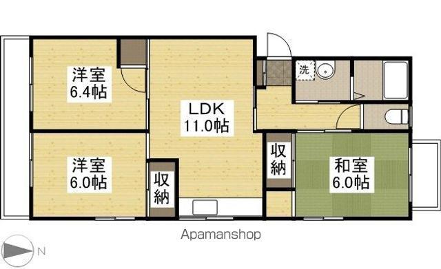 クオーレ撫川B棟(3LDK/3階)の間取り写真
