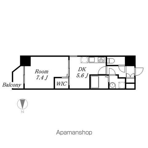 グランパークタワー(1DK/9階)の間取り写真