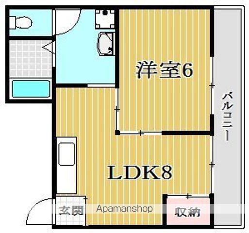 ロイヤルハイツ南(1DK/4階)の間取り写真