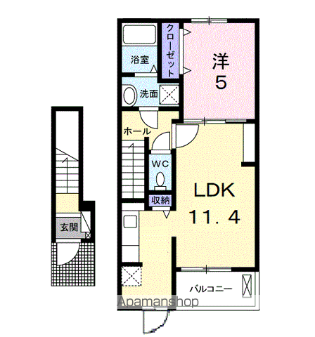 CREVIA(1LDK/2階)の間取り写真