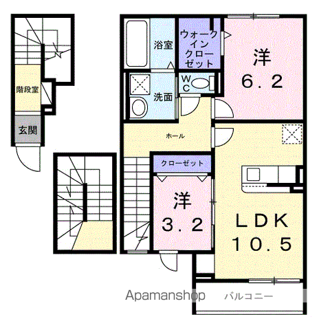 ヒカルサ小平栄町(2LDK/3階)の間取り写真