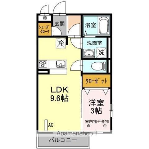 4SEASON(1LDK/3階)の間取り写真