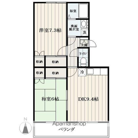 チェリーヒル(2DK/2階)の間取り写真