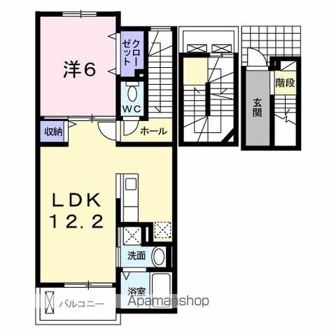 オルテンシアⅢ(1LDK/3階)の間取り写真