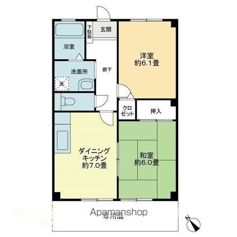 フォブール本大(2DK/1階)の間取り写真