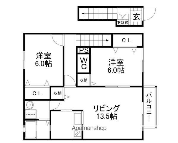 モンソレーユ(2LDK/2階)の間取り写真