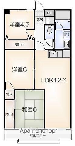 東洋ハイツP-Ⅱ(3LDK/3階)の間取り写真