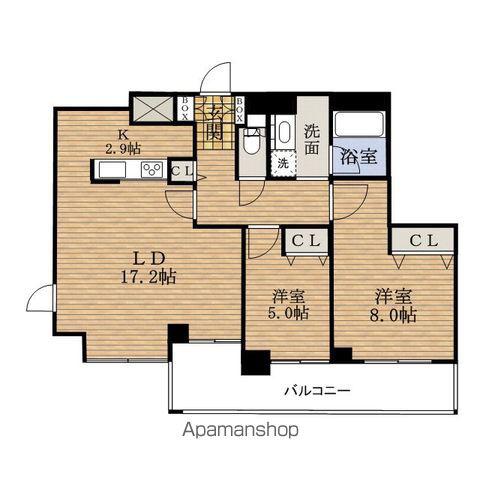 CROSSRESIDENCE大阪新町(2LDK/21階)の間取り写真
