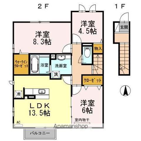 リバーサイドハイツ(3LDK/2階)の間取り写真