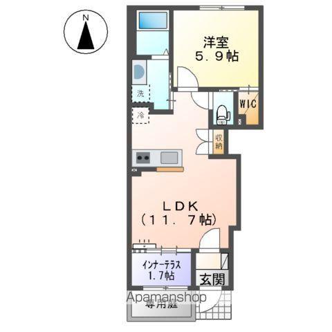 CASA ESTE唐津Ⅰ(1LDK/1階)の間取り写真