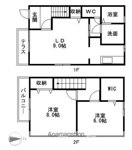 クレマンティーヌ B棟(2LDK/1階)の間取り写真