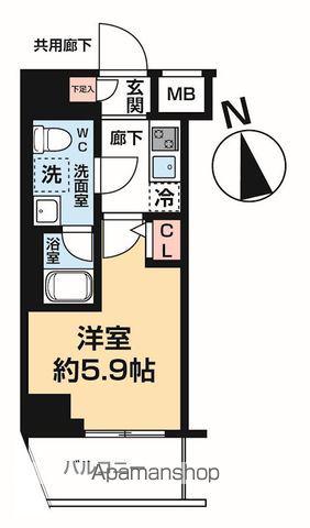 ヴァローレ松戸フィーロ(1K/8階)の間取り写真