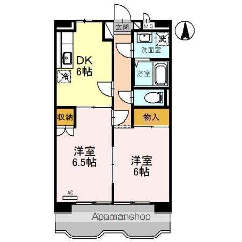 エクレールブラン(2DK/4階)の間取り写真