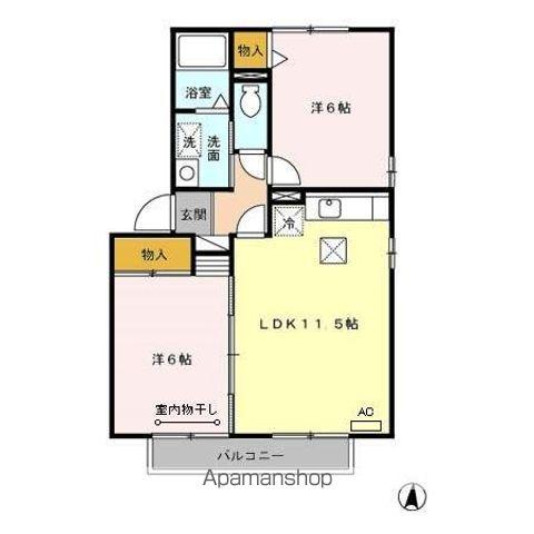 パルスII(2LDK/1階)の間取り写真