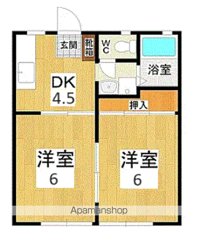 シティハイツAMAGAI(2DK/1階)の間取り写真