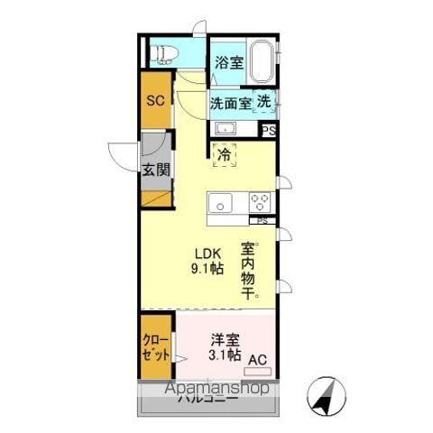 篠ノ井線 長野駅(ＪＲ・しなの) 徒歩10分 3階建 築8年(1LDK/3階)の間取り写真