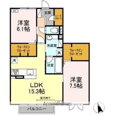 グランディール(2LDK/2階)の間取り写真