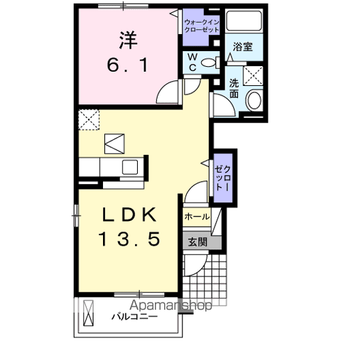 ベル・トゥール(1LDK/1階)の間取り写真