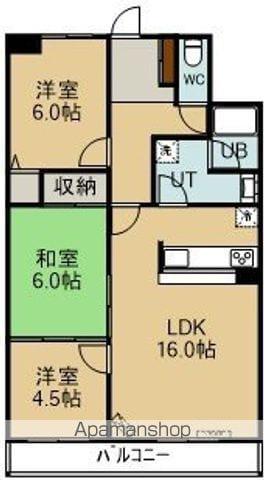 レヂオンス湯の川(3LDK/2階)の間取り写真