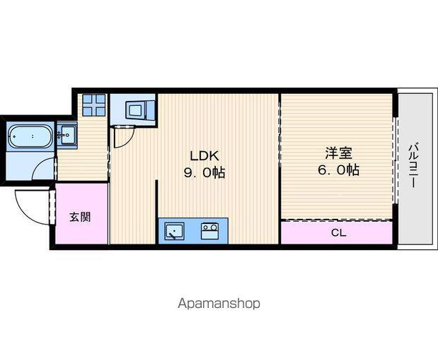 浅沼谷町マンション(1LDK/9階)の間取り写真