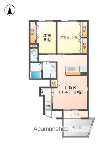 エルシオンⅡ(2LDK/1階)の間取り写真
