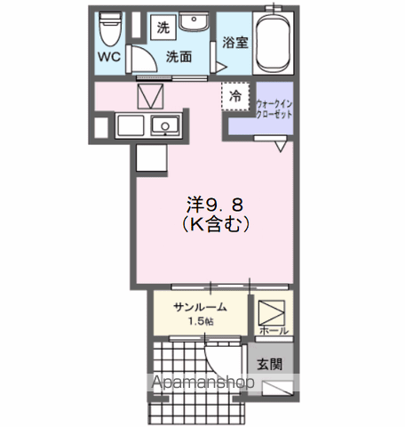 ベル クローバー(ワンルーム/1階)の間取り写真