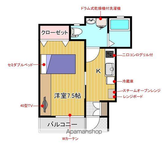 レセナ湊東Ⅱ(1K/1階)の間取り写真