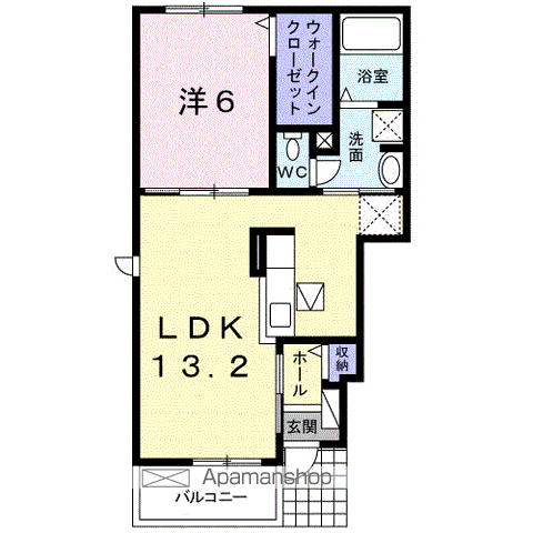エヴァーグリーン(1LDK/1階)の間取り写真