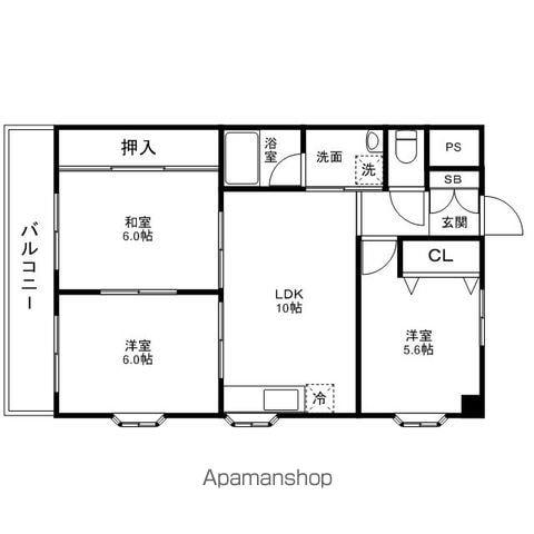 アーテム大橋Ⅱ(3DK/2階)の間取り写真