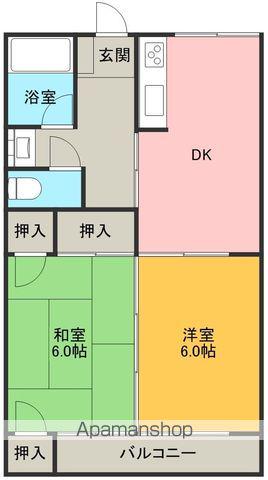 平成ハイツ1号館(2DK/2階)の間取り写真