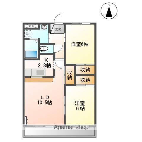 サンハイムKAZU(2LDK/2階)の間取り写真