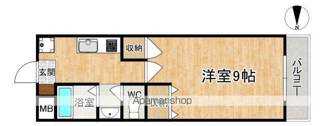 杉ヶ町北ビル(1K/2階)の間取り写真