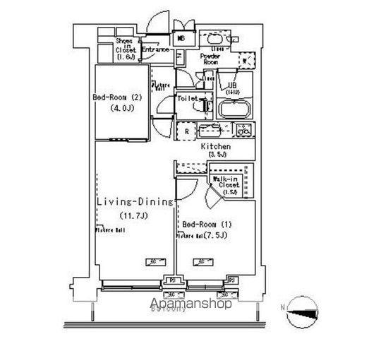 パークアクシス辰巳ステージ(2LDK/13階)の間取り写真