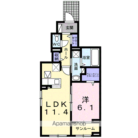 ブラン ノワール(1LDK/1階)の間取り写真