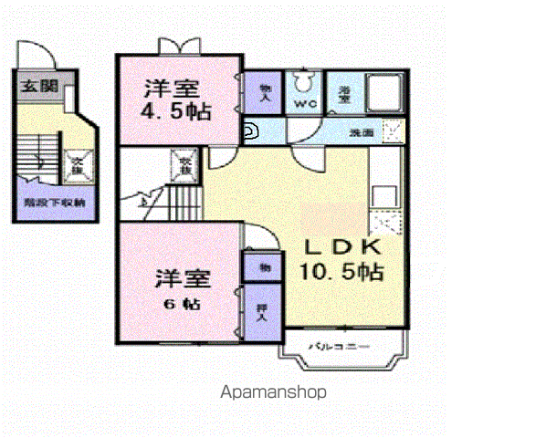 ラルジュ余戸A(2LDK/2階)の間取り写真