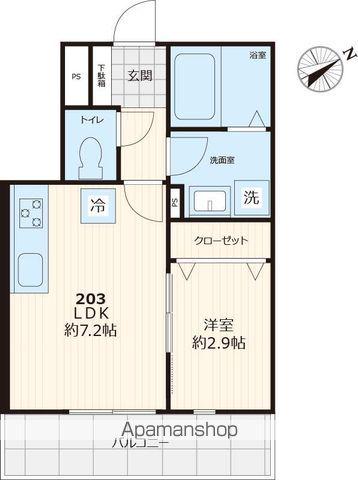 ハレノマ(1DK/2階)の間取り写真