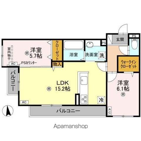 パサログランデ賑町(2LDK/3階)の間取り写真