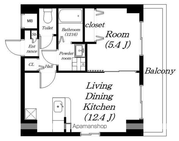 パラッツォ(1LDK/7階)の間取り写真