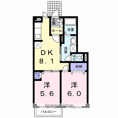 サンライズ瑞樹A棟(2DK/1階)の間取り写真