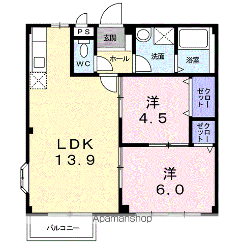 プレジデントハイツ近藤(2LDK/2階)の間取り写真