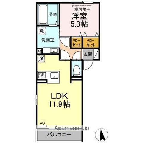 ユニヴェールⅡ A棟(1LDK/3階)の間取り写真