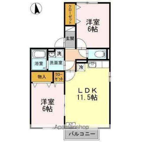 ウィルモア古屋(2LDK/2階)の間取り写真