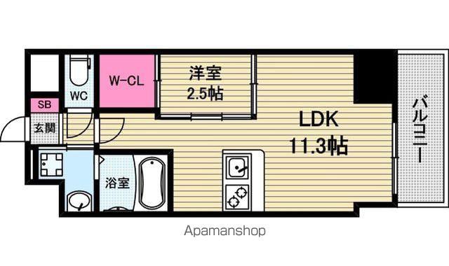 セレニテ堺筋本町リアン(1LDK/10階)の間取り写真