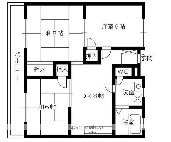 コーポのなか(2LDK/3階)の間取り写真