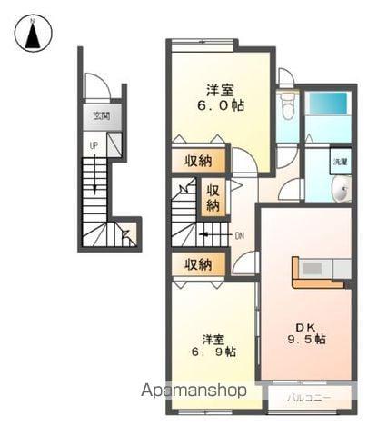 メゾン・ソレイユ・トロワ(2DK/2階)の間取り写真