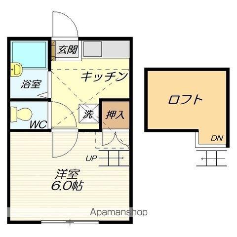 奥羽本線 山形駅 バス乗車時間：12分 飯田バス停で下車 徒歩7分 2階建 築34年(1K/2階)の間取り写真
