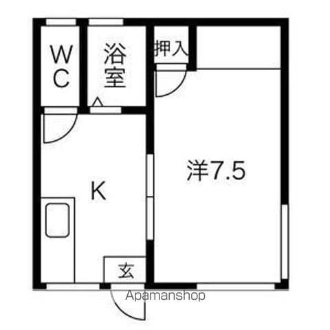 アーバンレークⅡ(1K/1階)の間取り写真